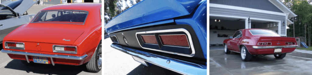 side and rear markings on First Generation Camaro's