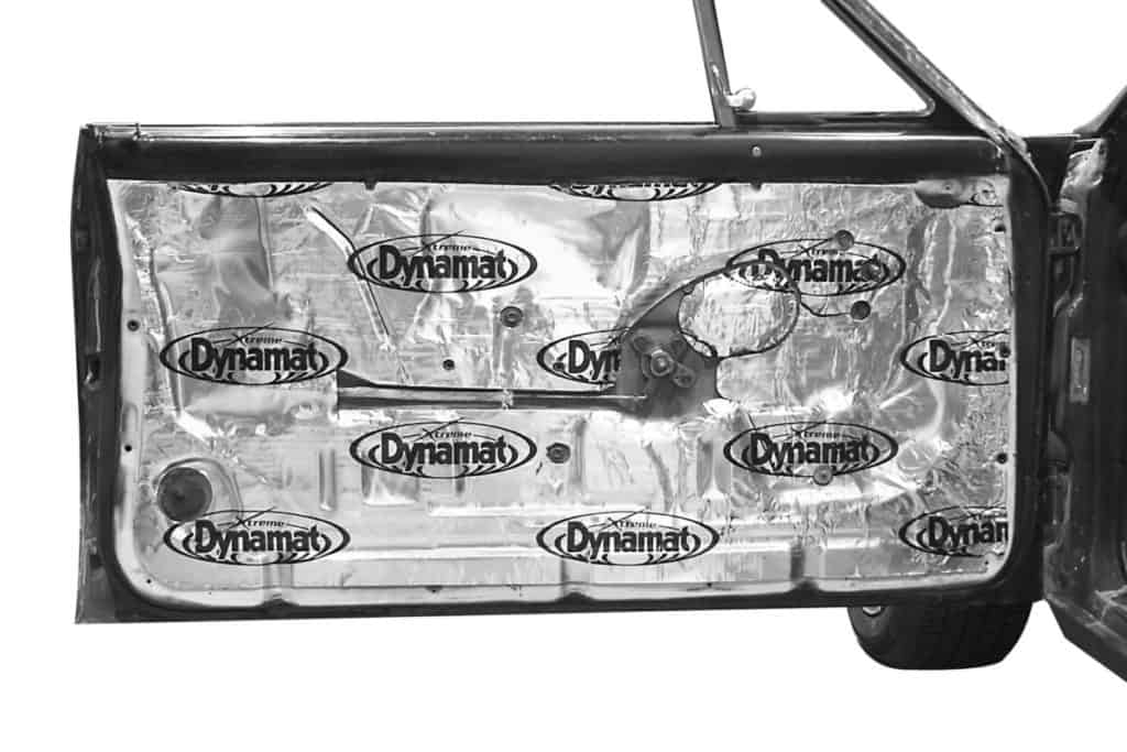 this is a picture of a car audio dynamat sound deadening install