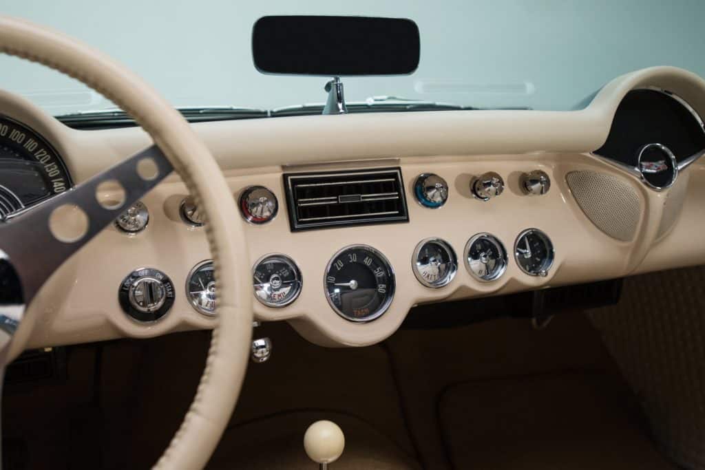 comfortable interior in the 1956 Chevrolet Corvette  Restomod