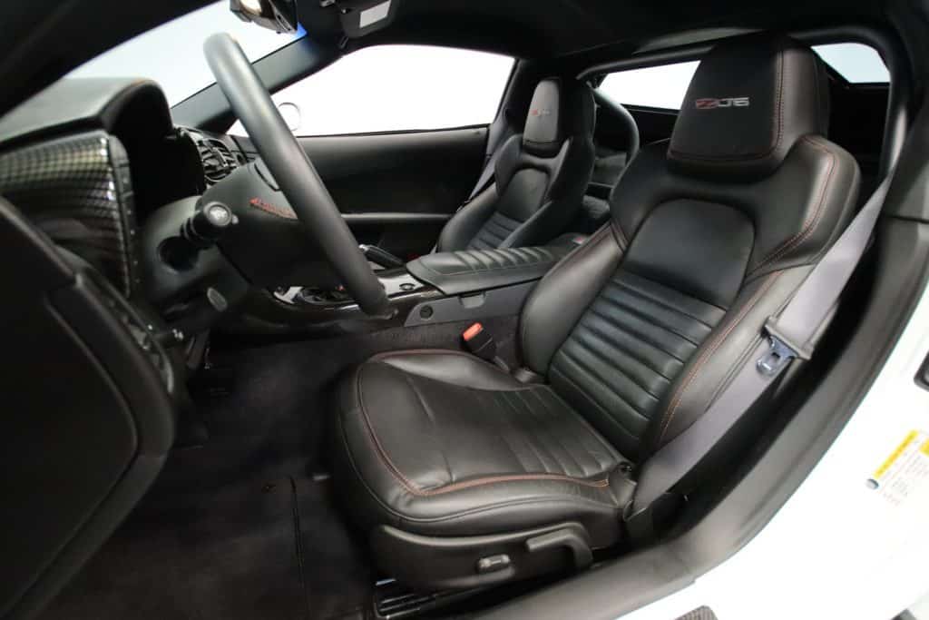 interior in the 1963 Chevrolet Corvette Restomod is leather