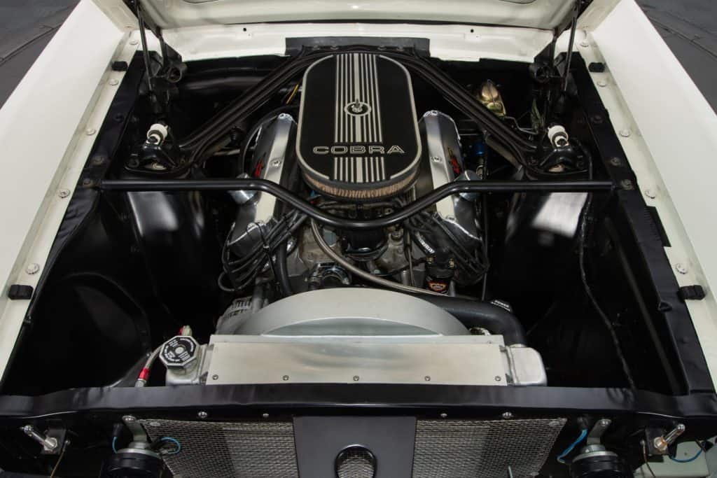 engine in the 1965 Ford Mustang GT350   Restomod