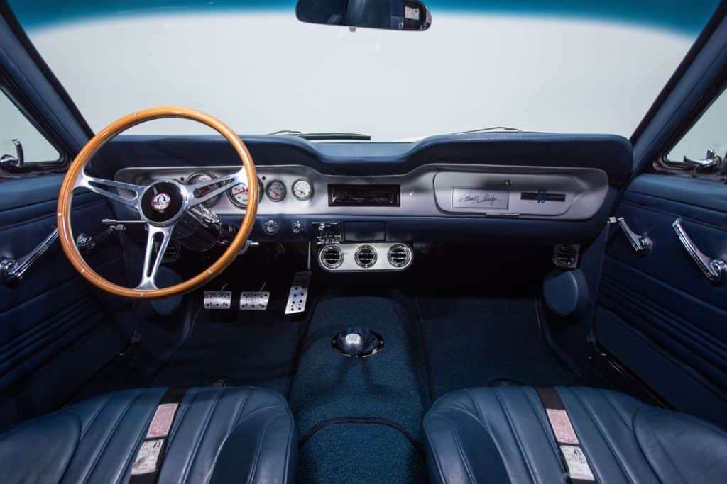 gorgeous interior of a 1965 Ford Shelby Mustang GT350SR Restomod