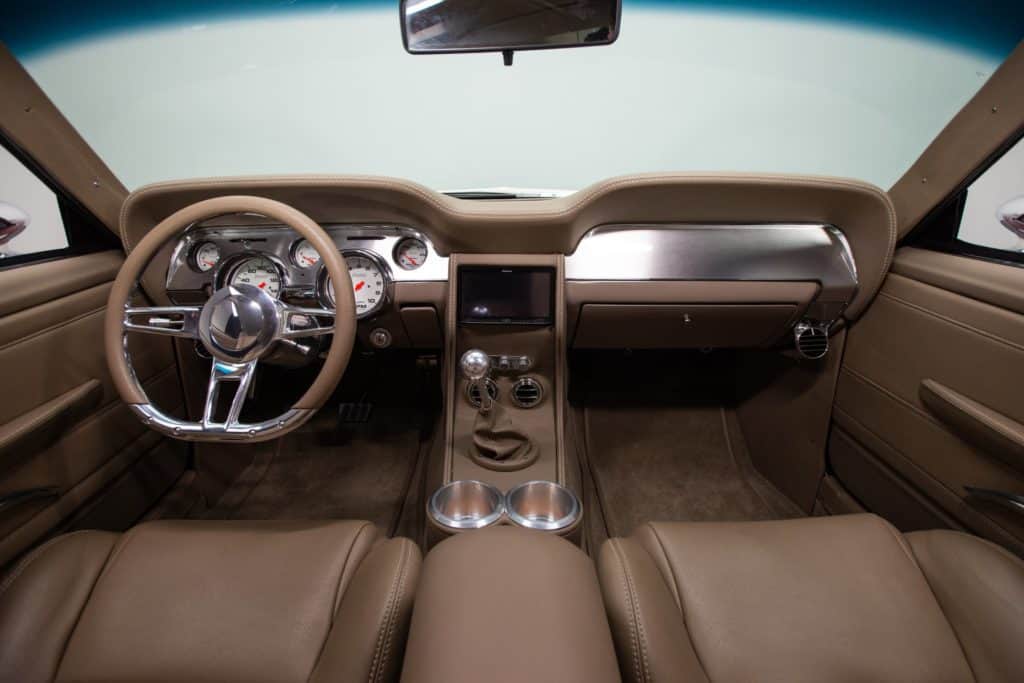 gorgeous interior in the 1968 Ford Mustang Restomod