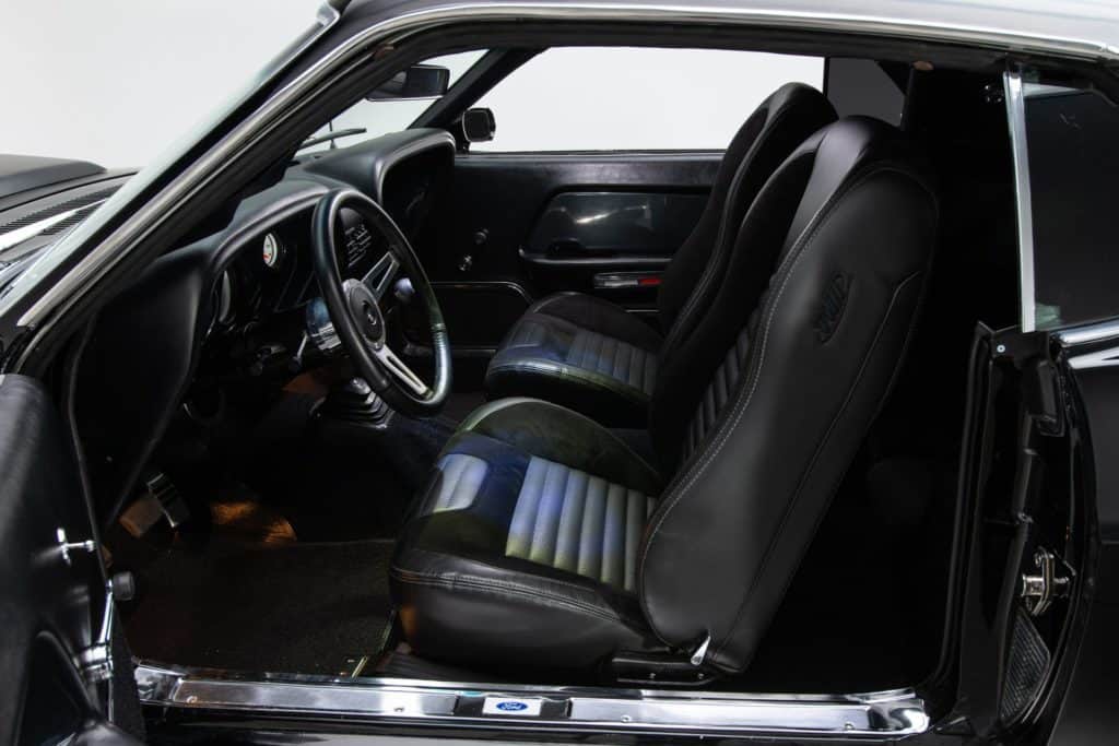 interior of the 713hp Supercharged 1970 Ford Mustang Fastback Restomod