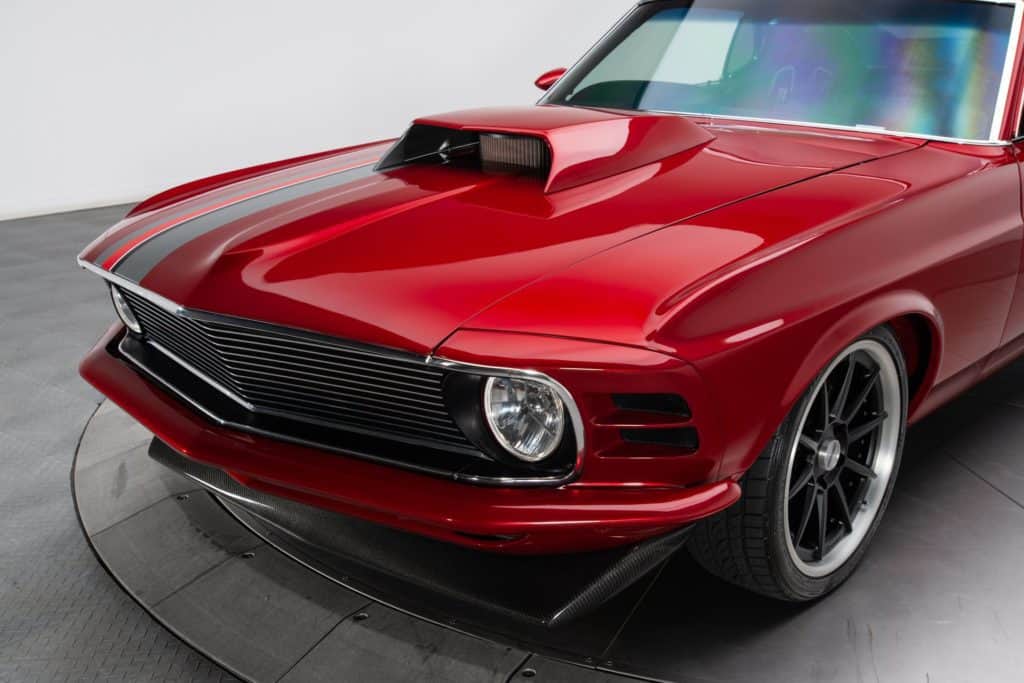 hood on the 912HP 1970 Ford Mustang Mach 1 Restomod